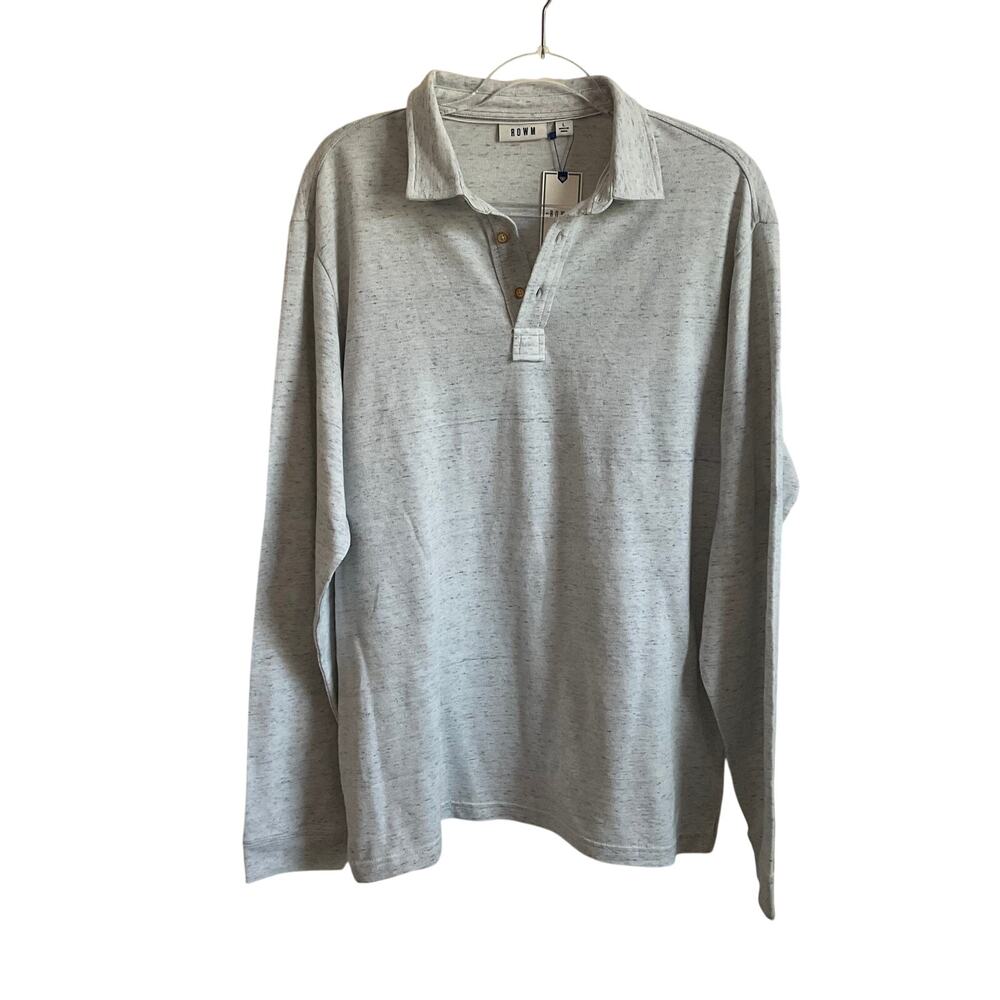 ROWM Men’s Blue Pullover Long‎ Sleeve Polo - Size Large - NEW